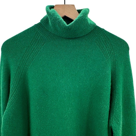 J. Crew Side Slit Supersoft Turtleneck Sweater Solid Green Style H4131 | Large - Picture 4 of 10